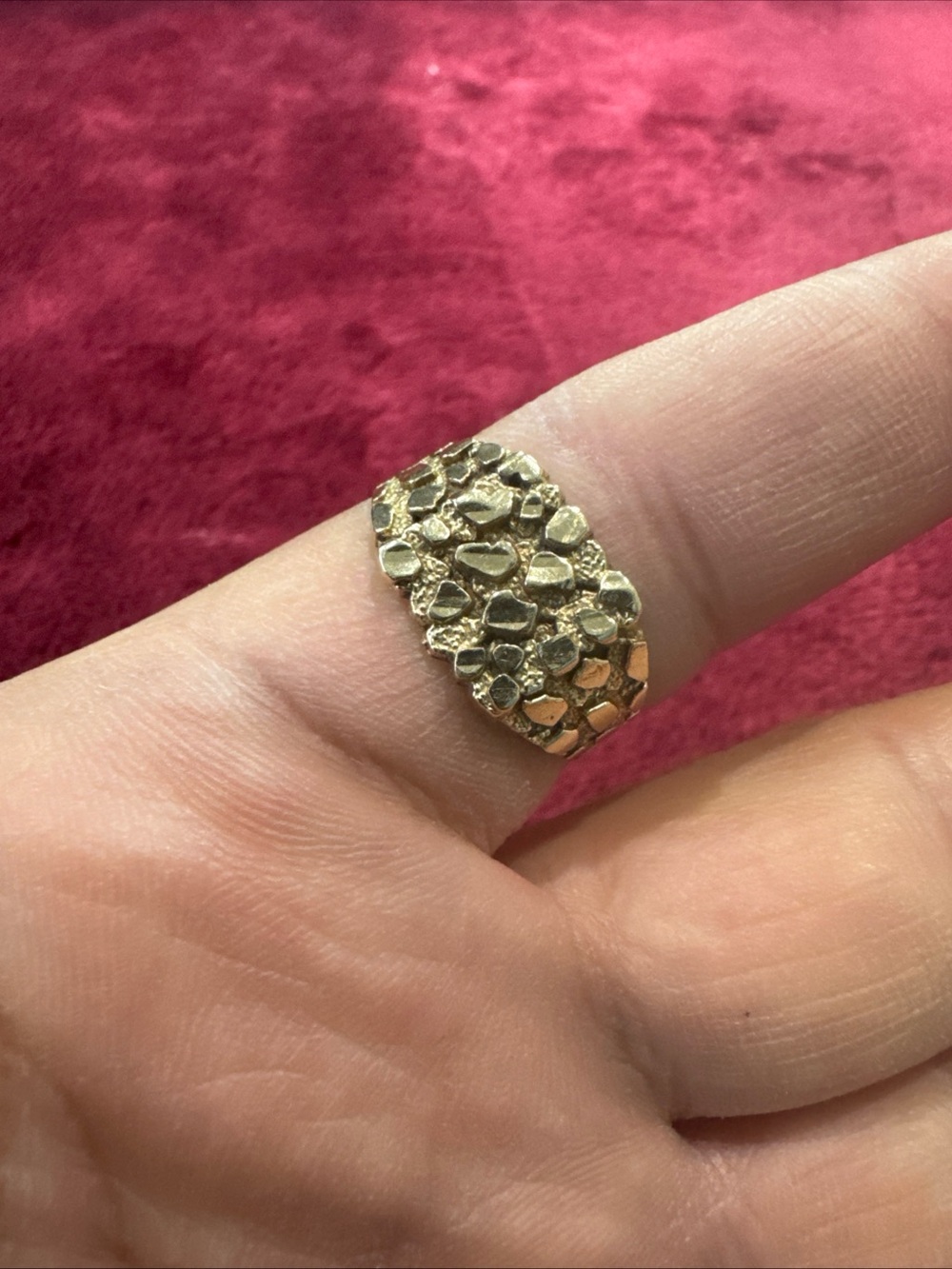 10K Yellow Gold Nugget Ring Men’s Size 11 3.1g Textured Statement Ring